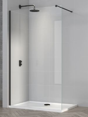 TAILORED T18 1000mm ORCA MATT BLACK WETROOM PANEL, 7027